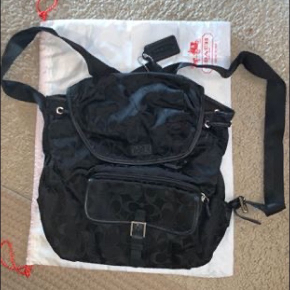 Nylon black coach backpack